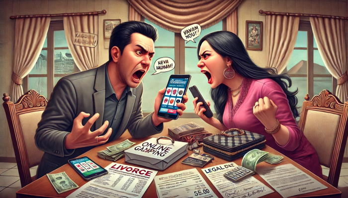 Ilustrasi pasangan suami istri bertengkar hingga pilih bercerai disebabkan kecanduan judol dan belanja online. (Foto: Istimewa)