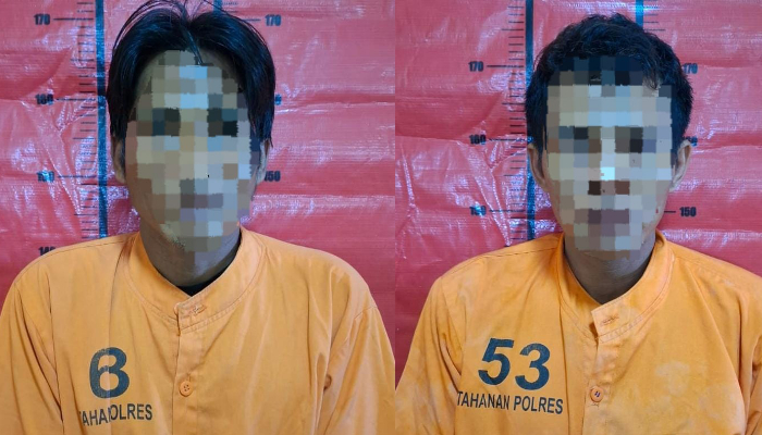 Dua orang terduga maling motor saat diamankan polisi. (Foto: Dok. Warta9)