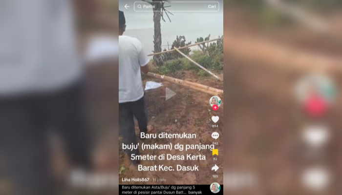 Screenshot video temuan makam sepanjang lima meter. (Foto: Istimewa)