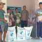 Kanit Binmas Polsek Gapura Aiptu Nur Yusuf, S.H., bersama Penyuluh Pertanian Lapangan (PPL) dan anggota Kelompok Tani Song Osong Lombung menunjukkan bantuan benih jagung hibrida TB10, Sabtu (30/5/2026). 